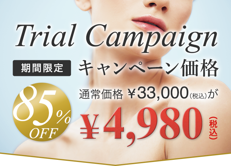 期間限定トライアルコース（120分） 通常¥33,000税込が85%OFFで¥4,980税込
